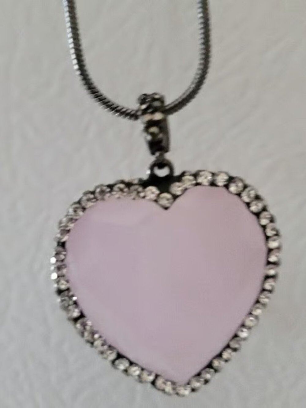 Pink Heart Antique Pendant with Rhinestones
